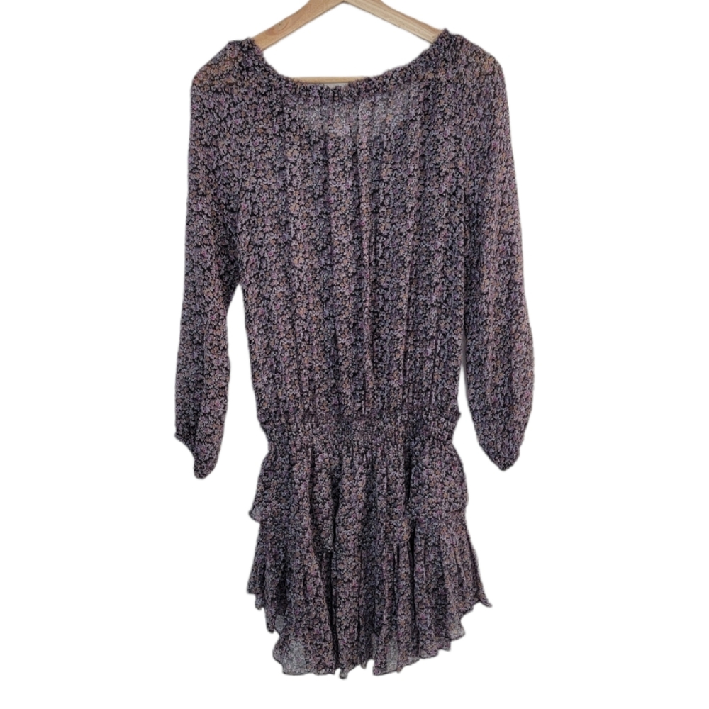 Loveshackfancy Floral Black Mini Silk Dress Size Small - Picture 3 of 7